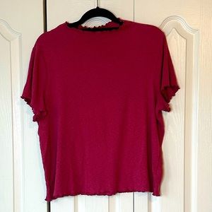 Express Lettuce Trim Mock Neck Tee XL